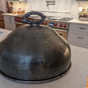 Pottery Barn Black/Silver Hammered Turkey Cloche. Firm On Price.